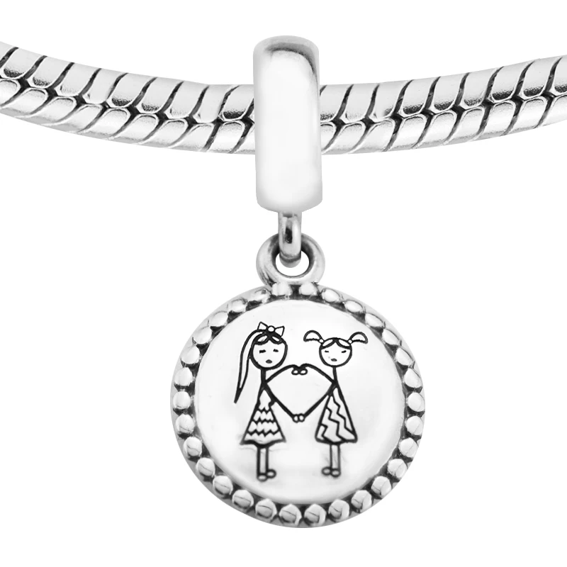 

Panudlaso Best Friends Dangle 925 Sterling-Silver-Jewelry Fit Original Silver Charm Bracelet Beads For Woman DIY Jewelry