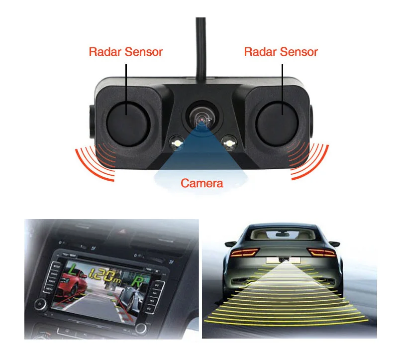 3 в 1 два датчика радар-детектора HD Автомобильная камера заднего вида звуковая сигнализация реверсивная резервная камера Универсальная парковочная резервная камера