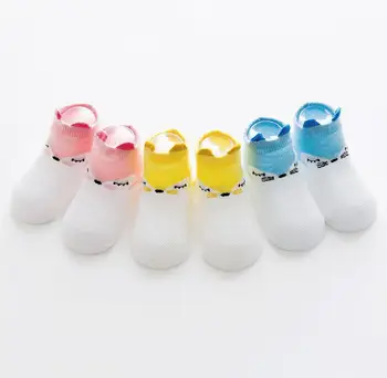 

3Pairs/lot Baby Mesh Socks Soft Cotton Baby Socks Anti Slip Newborn Baby Boys Socks Cute Fox Eyes Thin Baby Summer Socks