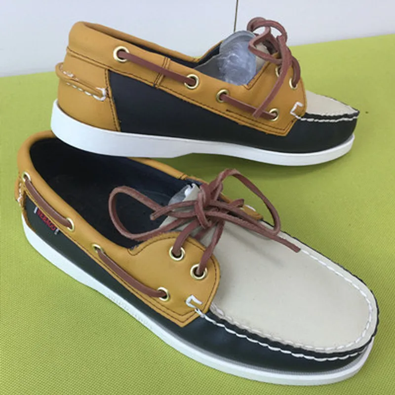 

Mens Casual PU Leather Docksides Deck Lace Up Moccain Boat Loafers Shoes Driving Fashion Unisex Plus Size 22Colors