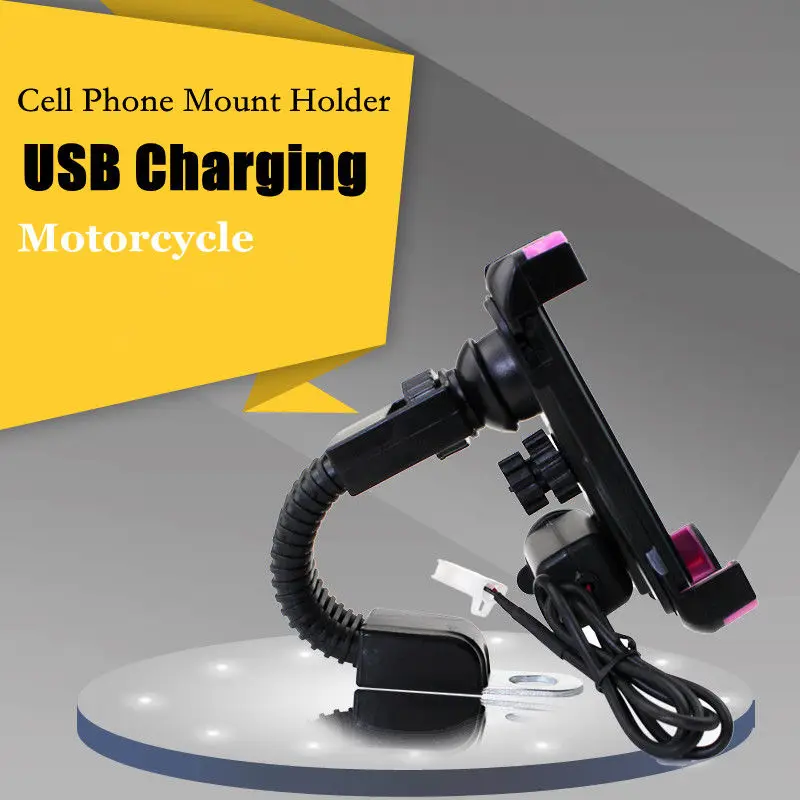 

Motorcycle Universal Cellphone GPS Mount Holder with USB Charger for 3.5-6" Phones 360 Rotation for iPhone ,Xiaomi, Huawei,Sony,