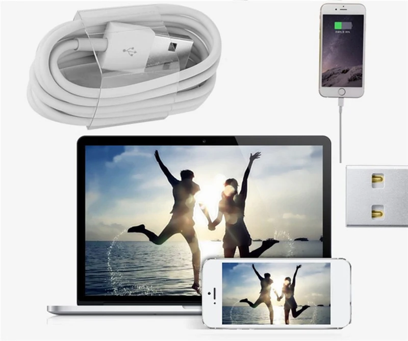 

[2pcs] Latest White Wire 8pin USB Date Sync Charging Charger Cable For iPhone 5 5S 6 6S 7 7S 8 Plus For iPad ios 7 8 9 10