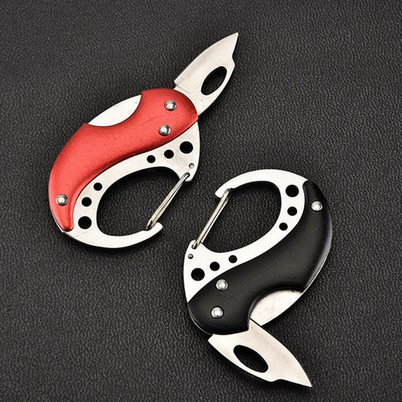 

Mini folding knife Camping Sharp Cutter Box Blade Peel Outdoor Knife Pare Cutter Cut Fold Fruit Tool Carabiner Package Survive