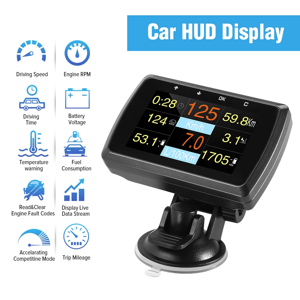 Best HUD Head Up Display A501C OBD2 On board Computer For Car Fuel Consumption Temperature Meter Speedometer OBD 2 HUD Display