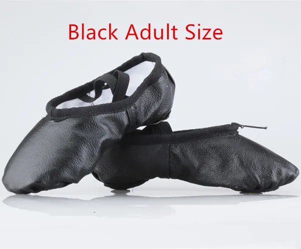 Black Adult size Мягкие танцевальные балетки для девочек; женские удобные дышащие балетки из натуральной кожи для занятий фитнесом; 4027 - Цвет: Black Adult size