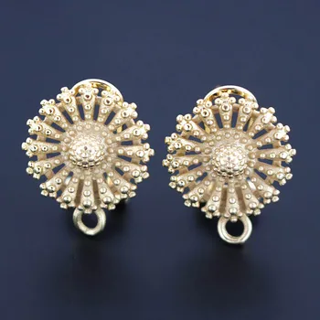 

Earrings Post Clip Back with Loop Connector Filigree Circle Metal Findings DIY African Indian Bridal Women Earrings Real Gold pl