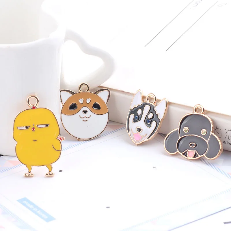 

10pcs Cute Chicken Dog Enamel Alloy Charms Drop Oil Animals Pendants Floating Earring Charms DIY Jewelry Making Accessory YZ038