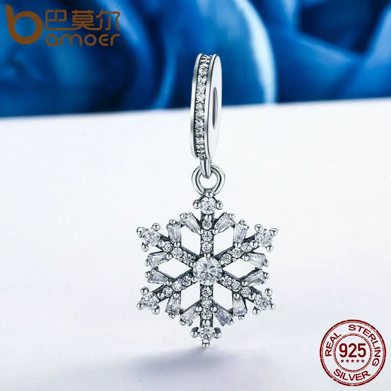 Beste Bamoer Hoge Kwaliteit 925 Sterling Zilveren Sneeuwvlok Charms Fit Originele Armband Vrouwen Hanger Sieraden Maken SCC266