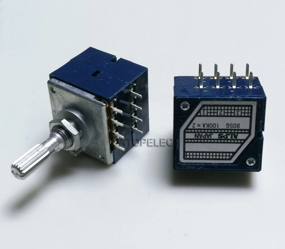 

1pc Japan ALPS RK27 50KAX2/100KAX2 8pin with Loudness Volume LOG Stereo Potentiometer 2-gang Dual 50K/100K Knurled Shaft