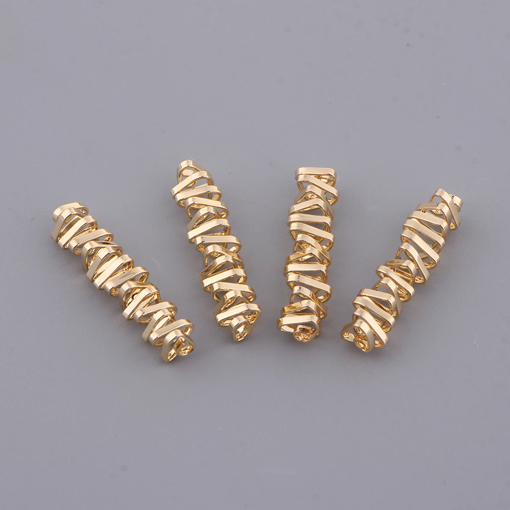 4 Pieces Golden Tone Sprial Hollow Charms Pendant for Necklace Bracelet DIY Jewelry Making Accessories 1.22 x 0.28 inch