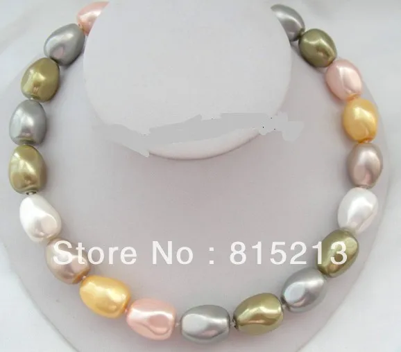 

ddh00287 stunning big 20mm baroque multicolor south sea shell pearl necklace