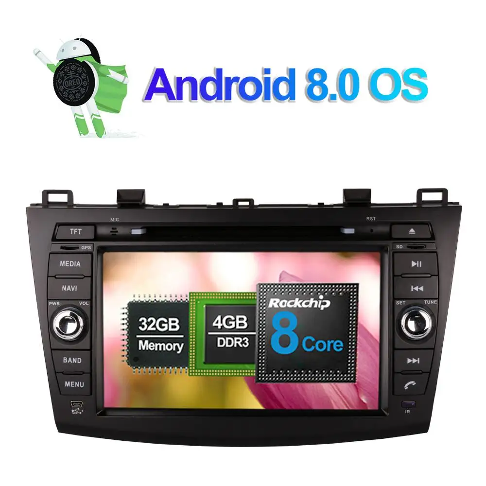 Cheap 8 Inch Android 8.0 Octa Core 4GB+32GB Car PC GPS Radio Stereo with Bluetooth For Mazda 3 2010 2011 2012 Head Unit DAB+ WIFI 2