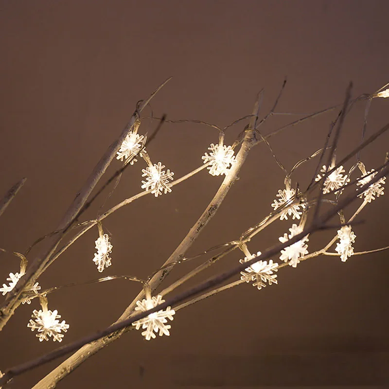 

2M 20Leds Christmas Tree Snow Flakes Led String Fairy Light Xmas Party Home Wedding Garden Garland Christmas Decorations 2018