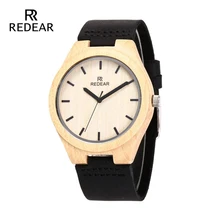 REDEAR 메이플 우드 시계 남성용 디자인 벨트 럭셔리 리얼 블랙 가죽 쿼츠 시계 남성용 선물 종이 상자