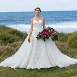 Новый дизайн два Стиль свадебное платье 2018 кружевное свадебное платье аппликация Милая с плеча соблазнительное длинное с открытой спинкой