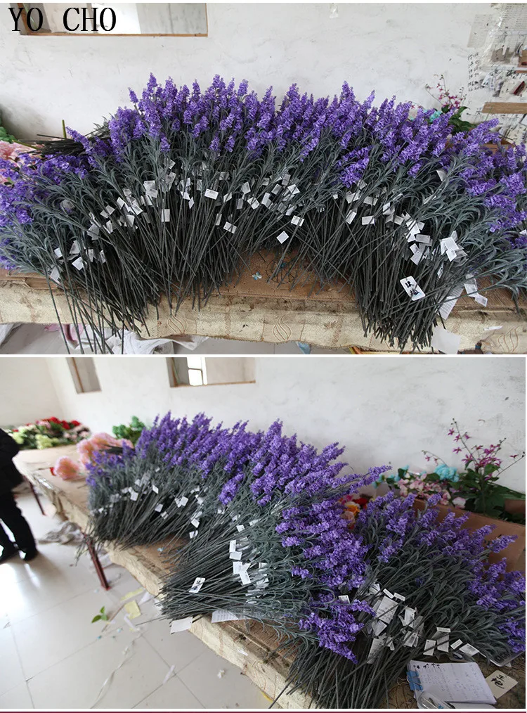 Purple flower sea romantic wedding decoration real touch Romantic Provence decoration lavender flower for wedding home vase decoration plastic plants silk artificial flowers grain decorative Simulation of aquatic plants (2)