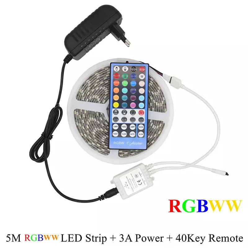 5 м 300 светодиодов 5050 Светодиодная лента гибкий свет набор SMD5050 RGB RGBW полоса + 44key/40key