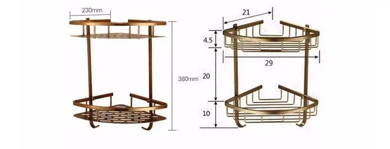 Угловая полка настенная античная отделка новая алюминиевая полка для душа в ванной комнате держатель корзины стильная; 2 уровня JM620