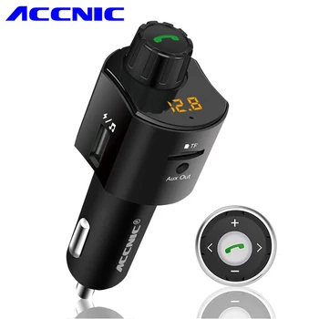 

ACCNIC Hands Free FM Transmitter Remote Wireless Bluetooth Transmitter Dual USB 3.4A output Support TF Card AUX U disk player