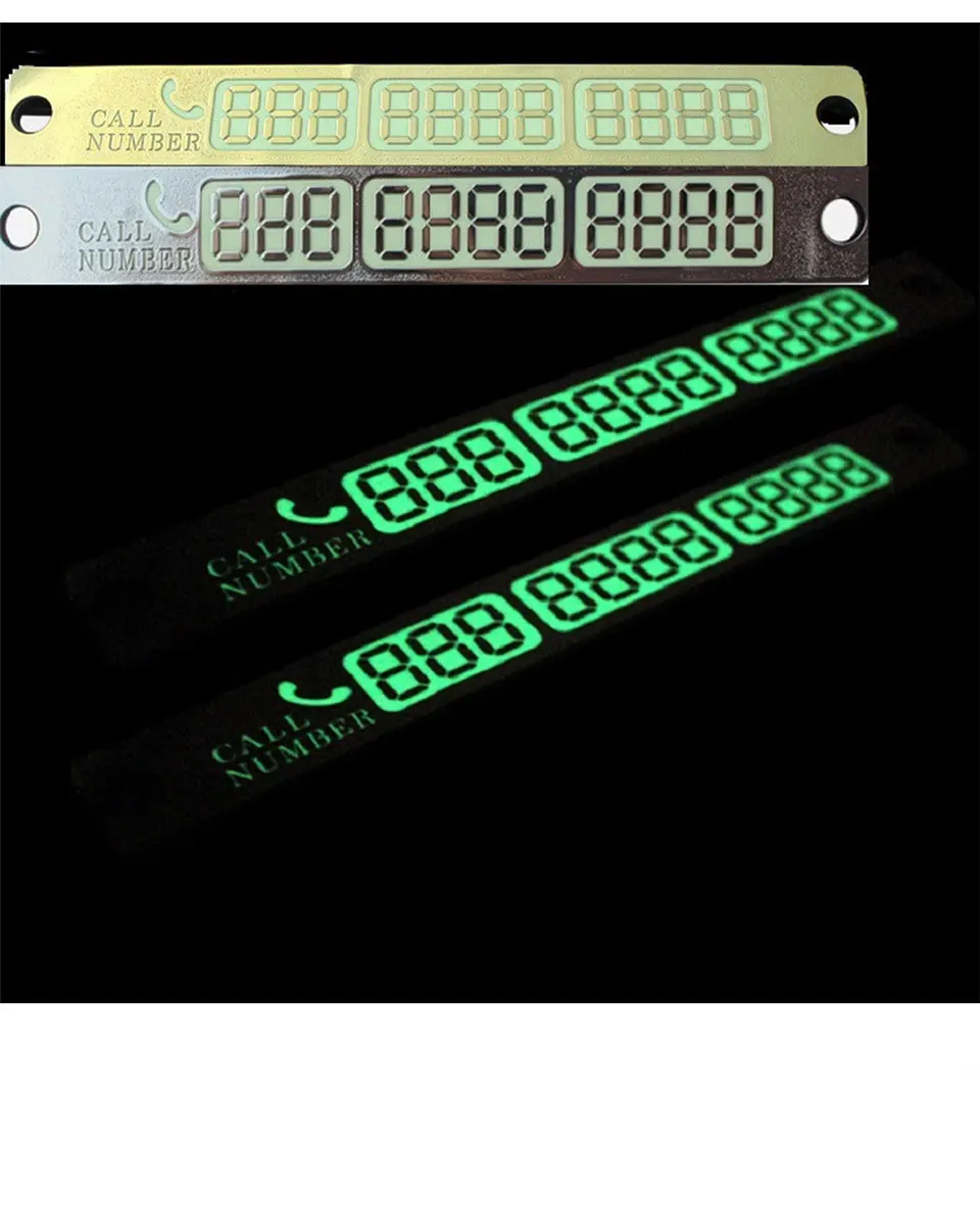 Night Light Temporary Car Parking Notification Card Telephone Number Plate Stickers Universal Auto Phone Number Card (1)