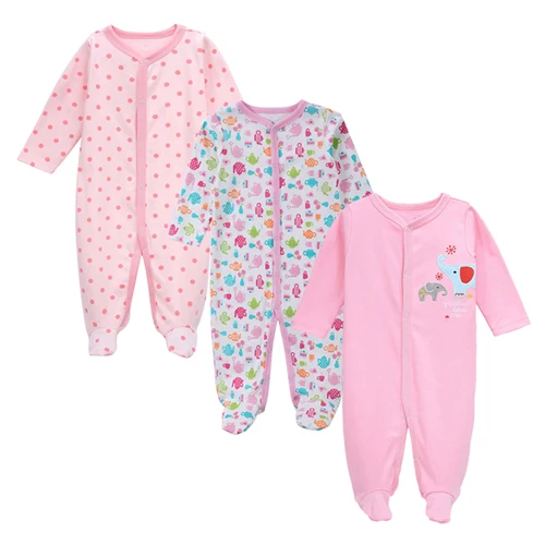 Комбинезон для новорожденных; комбинезон для младенцев; одежда для маленьких девочек и мальчиков; одежда для сна с длинными рукавами для детей 0-12 месяцев; детская одежда для малышей - Цвет: Розовый