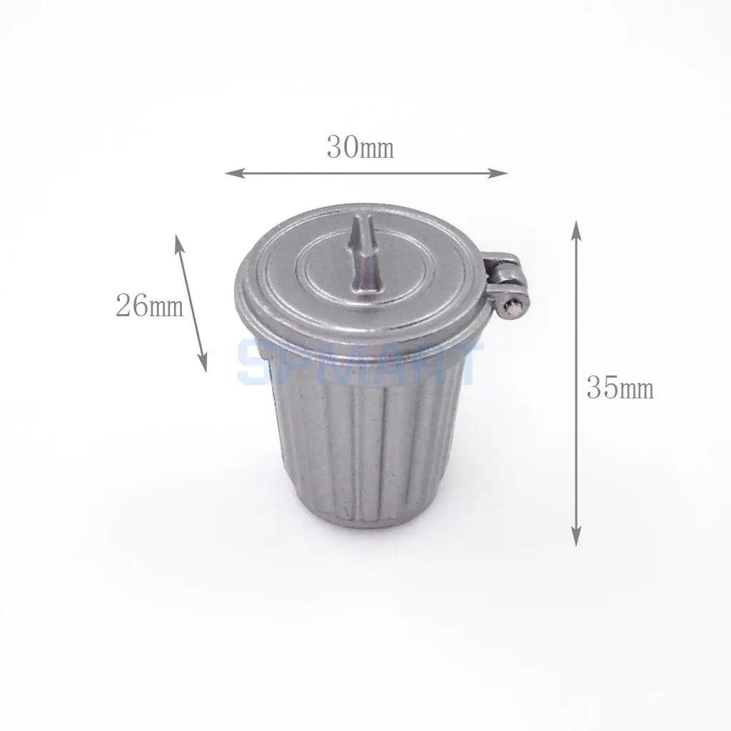 

1:12 Dollhouse Miniature Metal Alloy Trash Garbage Can Vintage Style Dustbin Model Doll Home Scenes Decoration Silver/Blue
