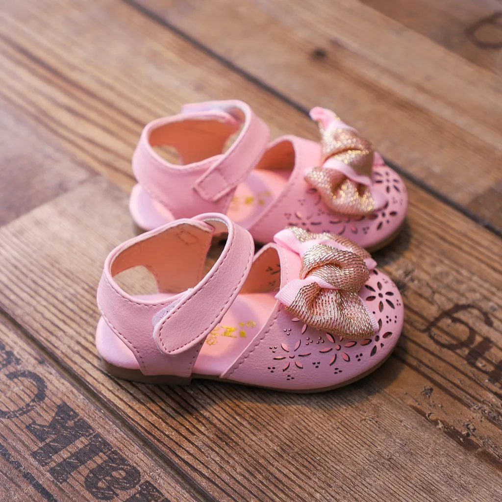 CHAMSGEND для маленьких девочек выдалбливают Элегантный обувь для принцессы с бантом сандалии MAY1 P35