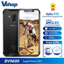 Blackview BV9600 водонепроницаемый мобильный телефон Helio P70 Android 9,0 4 Гб ОЗУ 64 Гб ПЗУ 6,2" 19:9 AMOLED 5580 мАч прочный смартфон