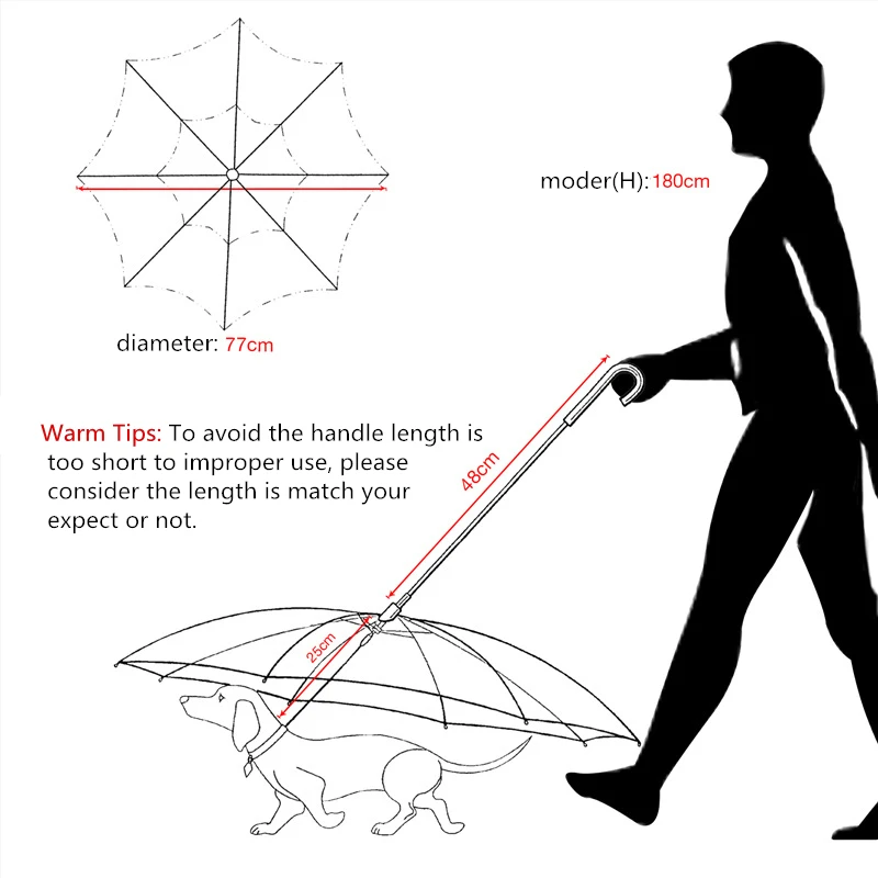 Прозрачный Собака Зонт с поводок pet открытый непромокаемые Поставки Собака Ведущий для маленький средний Диаметр 30 дюйм(ов