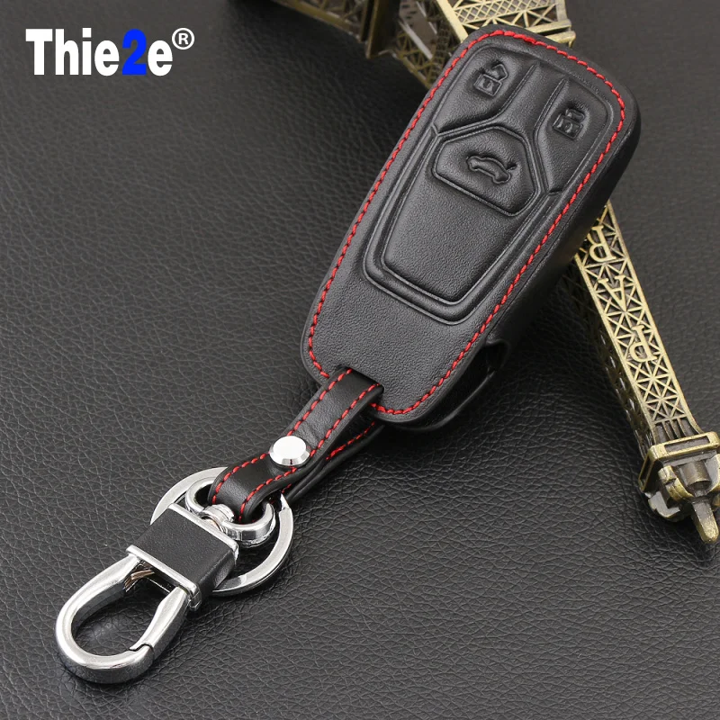 

Leather Car Key Cover Case 3 Buttons For Audi A4 Q7 TT ect Smart Remote Car Key Case