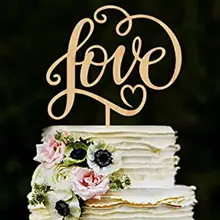 Mr Mrs деревянные украшения торта Юбилей украшения Свадебная вечеринка Топпер для торта Love