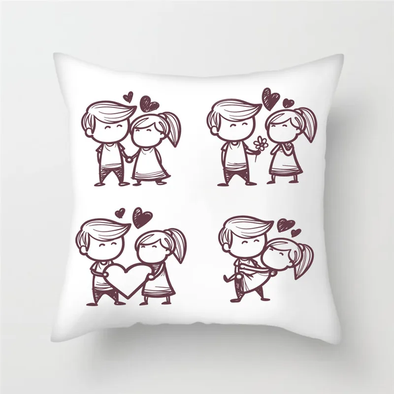 

Fuwatacchi Cute Cartoon Couple Throw Pillows Cover Boys and Girls Cushion Cover for Sofa Chair Decorative Pillows Pillowcase