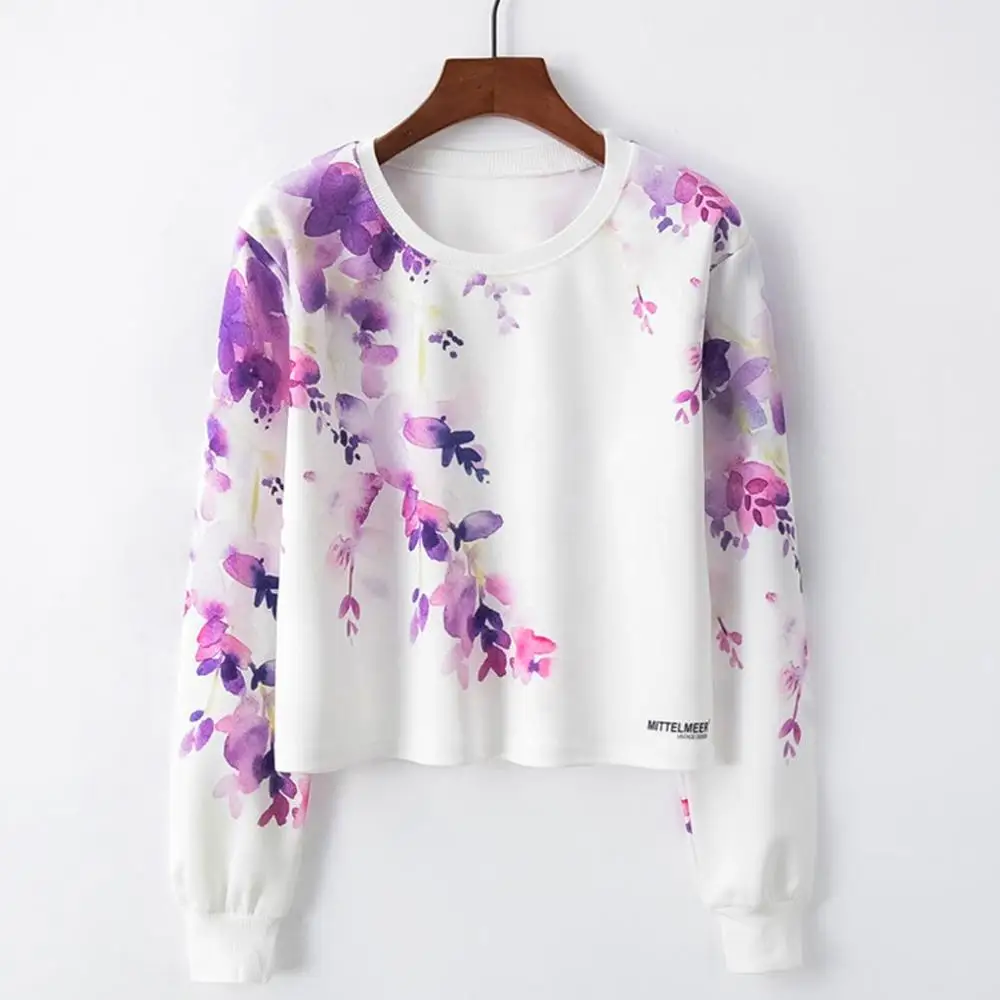 

Sweatshirt Women Hip Hop Navel Blouse Printed Long Sleeve Sports Crop Top Sweatshirt Moletom Feminino inverno Drop shipping c