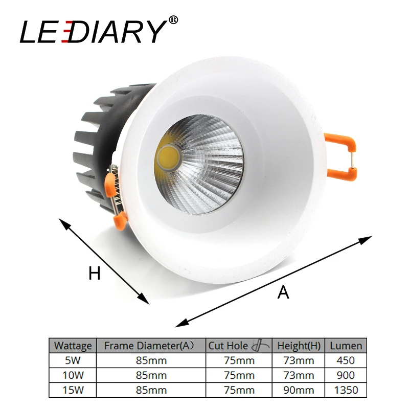 LEDIARY 75 мм алюминиевый сменный светильник с отверстием, круглый потолочный светильник, изолированный CE power 220V 6 W/10 W/15 W