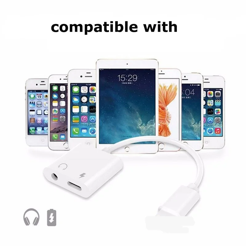 2 в 1 разъем адаптера 3 5 мм наушники гарнитура 2A зарядка Aux аудио для iphone 7 7plus 8