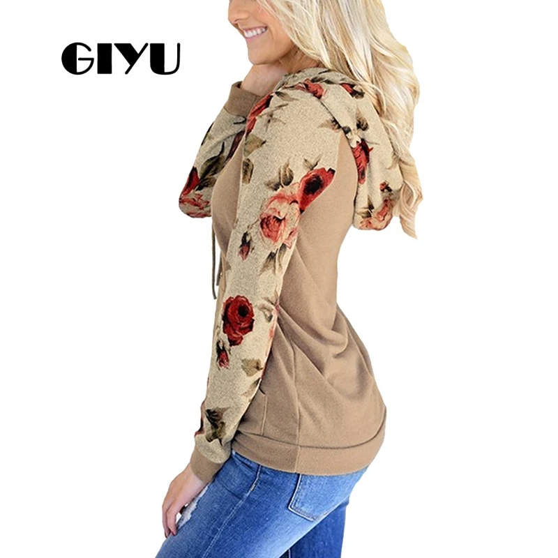 GIYU 3XL Autumn Patchwork Hoodies Women Long Sleeve Casual Basic Sweatshirt Female Floral Printed Big Size camiseta mujer GIYU 3XL Autumn Patchwork Hoodies Women Long Sleeve Casual Basic Sweatshirt Female Floral Printed Big Size camiseta mujer