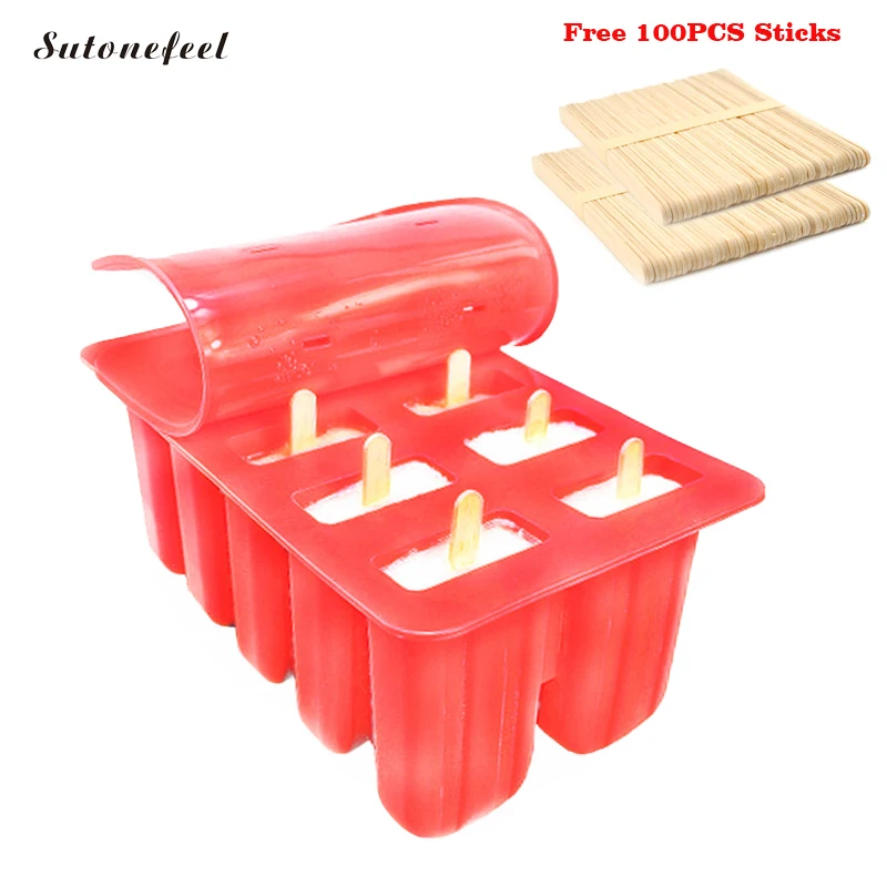 

Ice Cream Maker with 100PCS Sticks Silicone Ice Popsicle Mold Silicone Ice Cream Tray with Cover Ice Lolly Mold