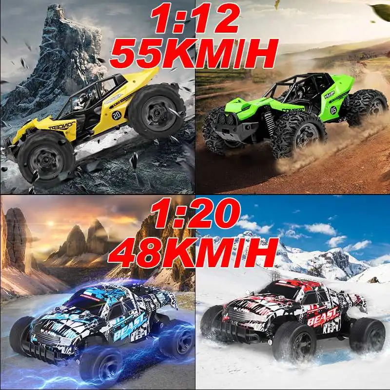 RC автомобиль 55 км/ч 4WD высокая скорость гоночный автомобиль скалолазание дистанционное управление электрический автомобиль внедорожник Грузовик 1:12 дрейф подарки для мальчиков