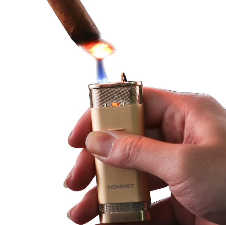 

Blue Frame Jet Butane Torch Cigarette Lighter Windproof Inflatble Gas Metal lighter Luxury Men GIft Smoking Lighter LFB697