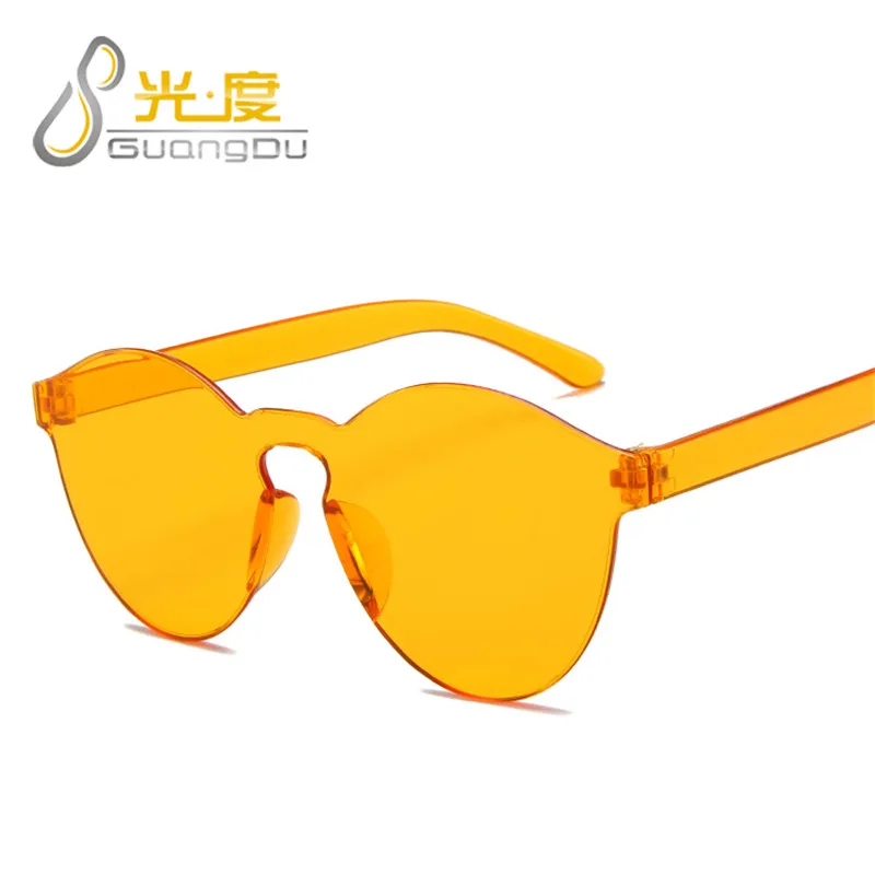 new arrival round orange sunglasses women transparent orange purple frameless sun glasses festival oculos de sol feminino