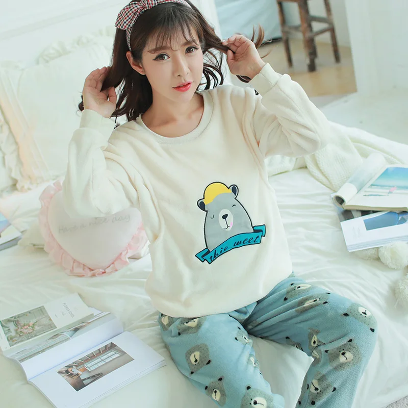 Winter Long Sleeve nursing clothes for Pregnant women Flannel Pajamas Postpartum Maternal Lactation Suit maternity warm clothes