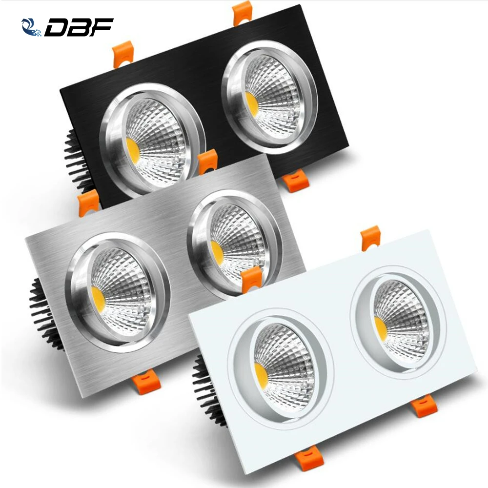  [DBF]Black/White/Silver Square Recessed Downlight 3000K/4000K/6000K Dimmable 10W 14W 18W 24W 2Heads - 33042705598