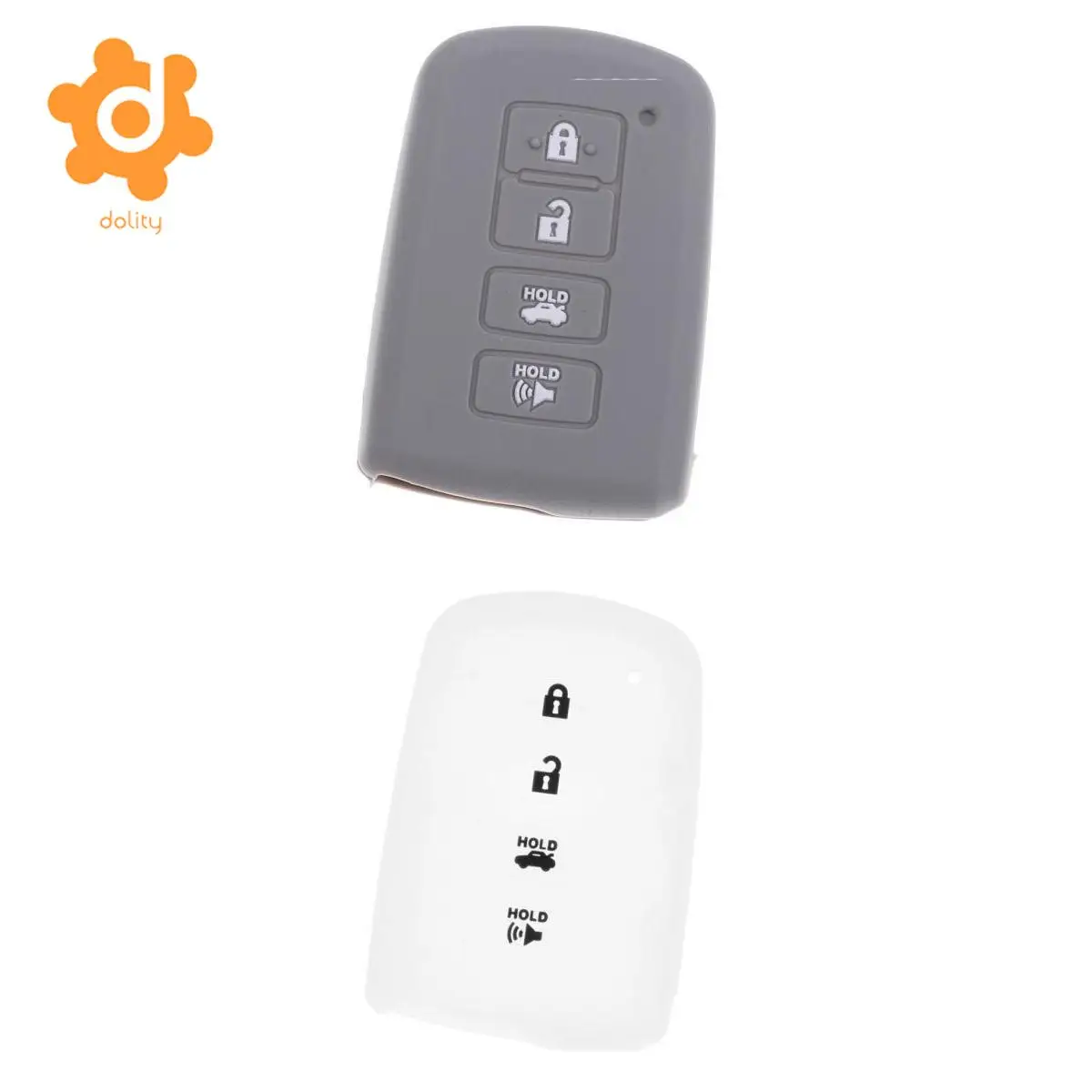 2x Silicone Car Key Shell Fob Case Cover for Toyota Avalon RAV-4 Clear+Gray