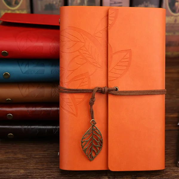 Orange Винтажная записная книжка для путешественников, дневник, блокнот из искусственной кожи, спираль, записная книжка, бумага, журналы планирования, школьные канцелярские принадлежности, подарок - Цвет: Orange