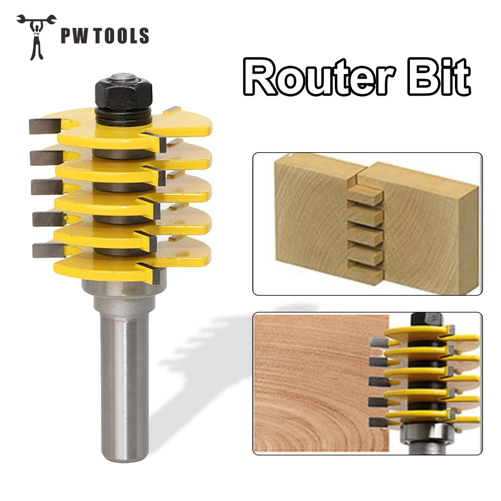 

1/2" Shank Box Joint Router Bit Adjustable Woodworking Full Split Finger Splice Blade Cutter