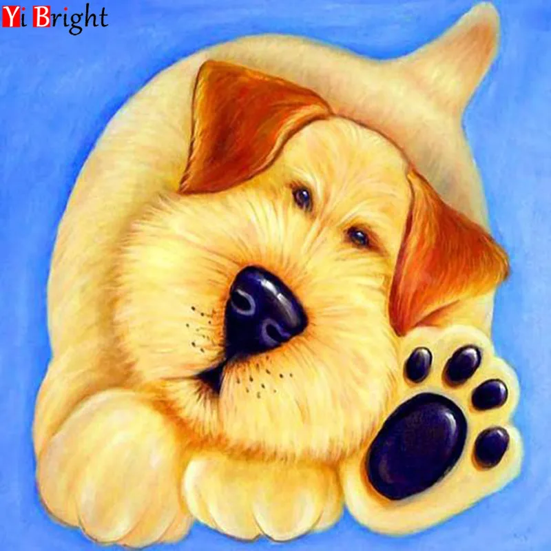 

Diamond Embroidery Wall Decor Square Diamond Painting Crystal Mosaic Picture of Puppy print LWR