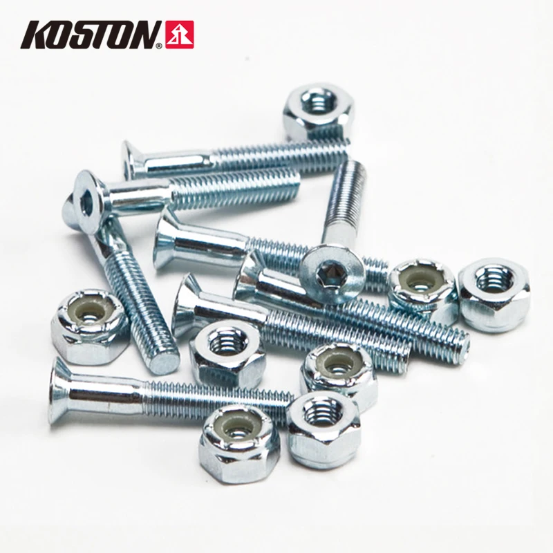 Koston Hardware Set of 8 Nuts and Bolts Longboard 1.2 Inch Round Cross
