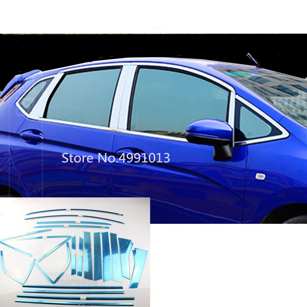 

For Honda Fit Jazz 2017 2018 2019 car body cover sticker stainless steel glass window garnish pillar middle column trim panel