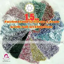 12 цветов 1,5 мм круглый гранёный дизайн ногтей Стразы 12 упаковок 240000 шт Профессиональный 3d-стразы для ногтей