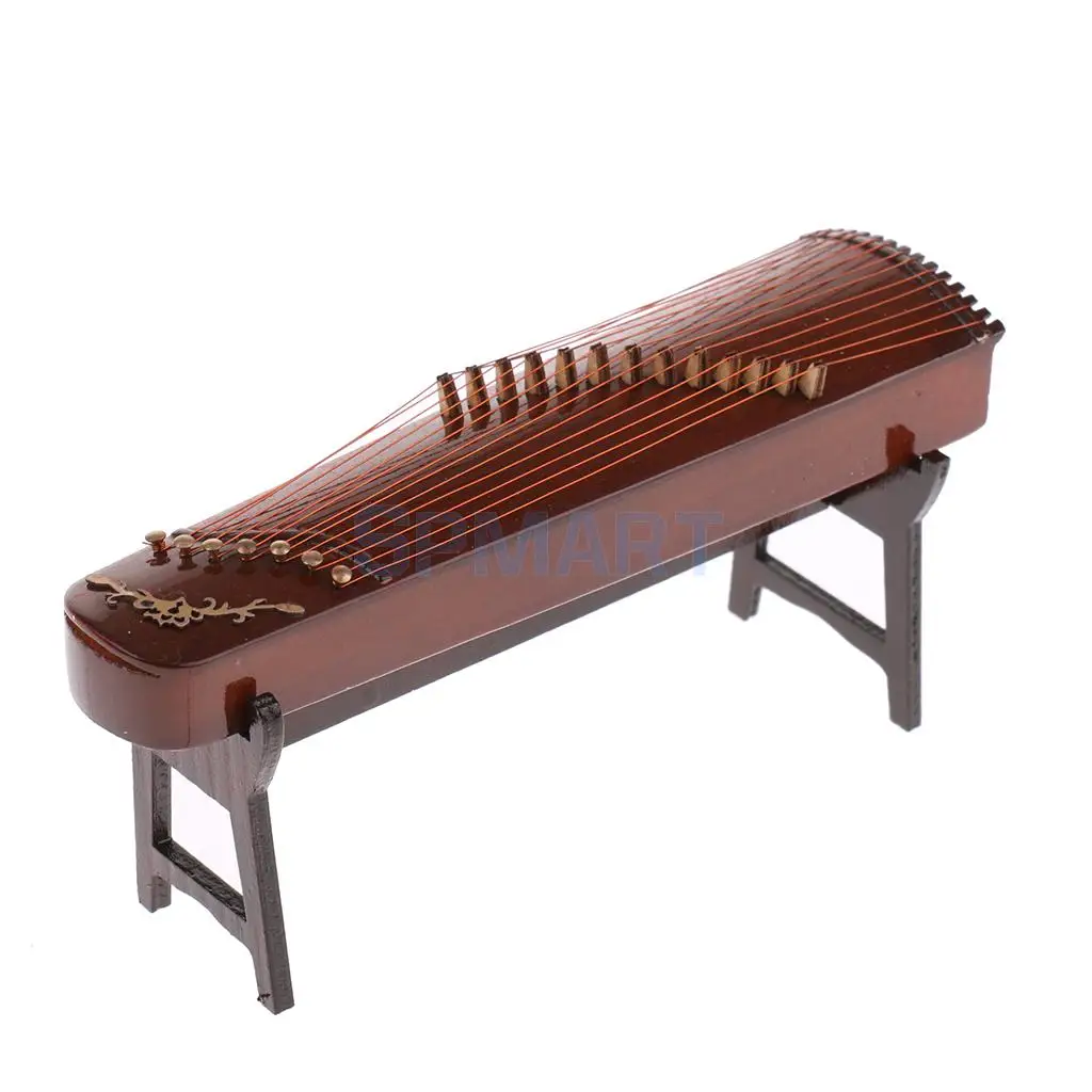 1/6 Scale Action Figures Dollhouse Accessory Wooden Chinese Zither Guzheng Model Miniature Musical Instrument for Hot Toys